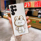 Cute Rabbit Mirror Stand Plating Phone Case for Samsung S25Ultra S25Plus S25 S24Ultra S24Plus S24 S24FE