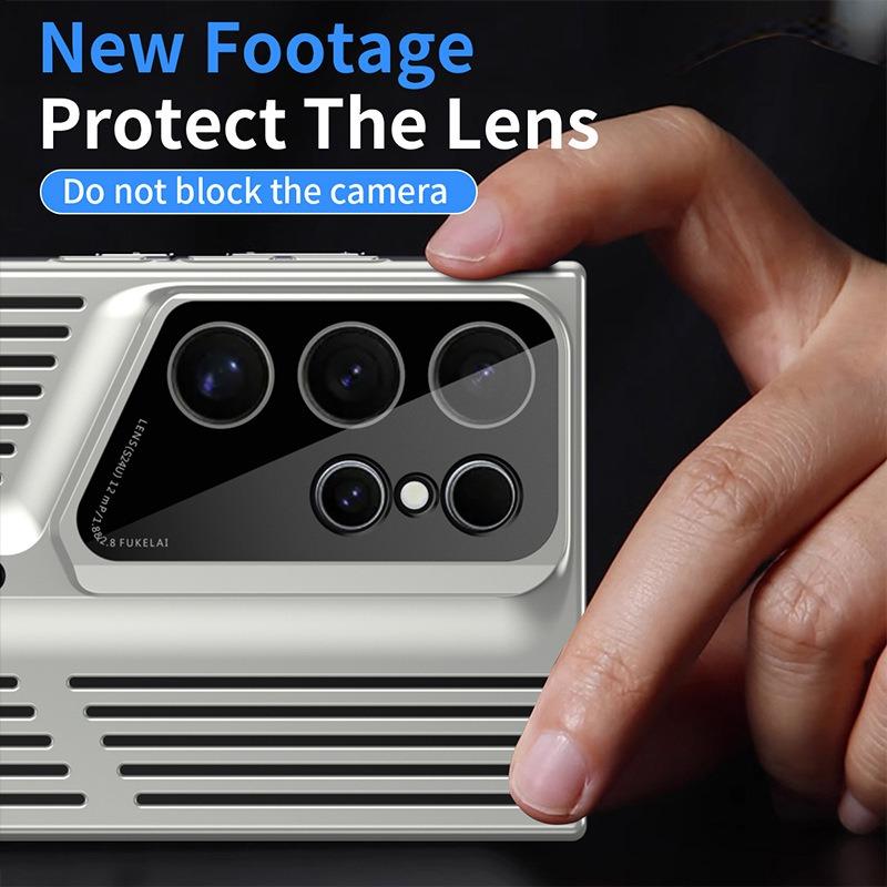 Premium Cooling Plating Hollow Out PC Blade Point Len Protector Shockproof Phone Case For Samsung S25Ultra S24 S23 S22 Hard Full Cover