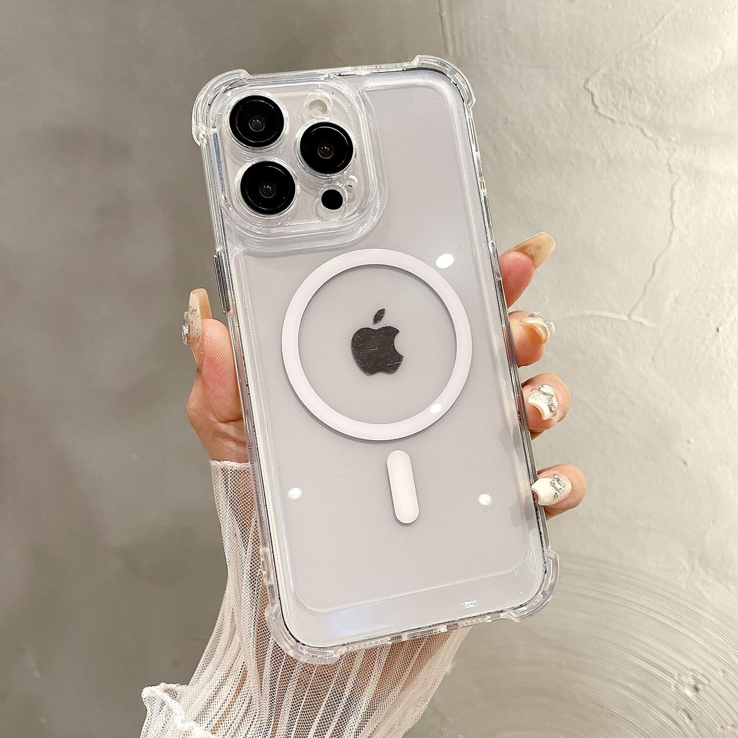 Acrylic Transparent Magnetic High Protection Four Corner Shockproof Phone Case For iPhone 16ProMax 15 14 13 12 Not Yellowing Clear Hard Full Cover