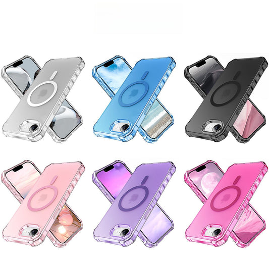 Colorful Matte Clear Strong Magnetic Four Corner Slim PC Phone Case For iPhone 16ProMax 16 15 14 13 12 Transparent Skin Feel Bumper Shockproof Hard Full Cover