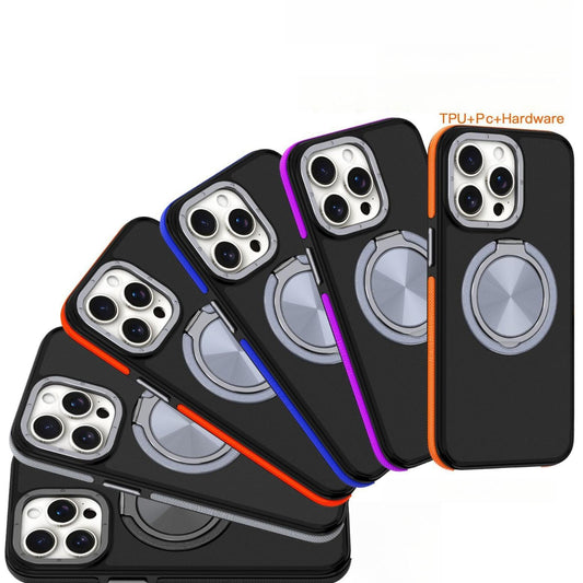 Matte Skin Friendly Strong Magnetic 360 Rotating Kickstand For Magsafe Phone Case For iPhone 16 15 14 13 12 11 Pro Max Plus Metal Frame Acrylic Shockproof Bumper Hard Cover