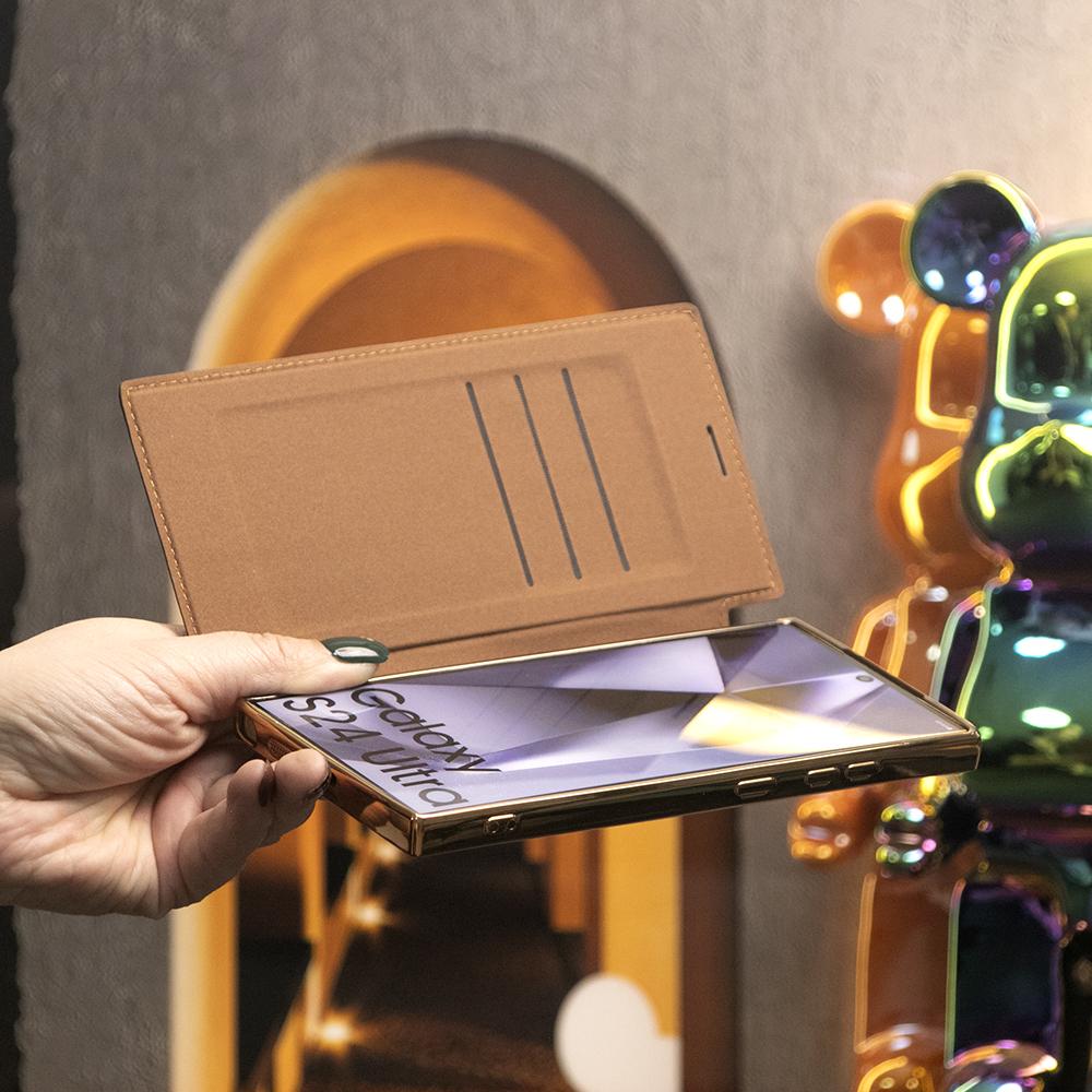 Strong Magnetic Suction Flip Leather Phone Case For Samsung S25Ultra S25 S24 S23 S22 Ultra Plus A15 A16 A35 A55 A05 Case High Leather Card Slot Equipped With Lens Protector Case