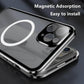 Double Sided HD Glass Matte Back Cover Aluminium Alloy For Magsafe Full Cover 360 Magnetic Ring High Definition Metal Case For iPhone 16ProMax 16 15 14 13 12 Pro Max Glass Full Cover