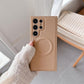For Samsung S25Ultra S25 S24 S23 Phone Case, Luxury Slim Magnetic Matte Leather Emboss Pattern Len Protection Shockproof Hard Full Cover