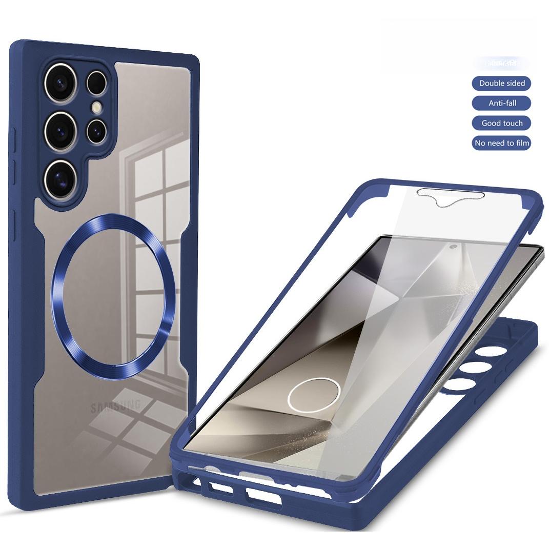 For Samsung S25Ultra S25 S24 S23 S22 S21FE A16 A26 A36 A56 Strong Magnetic Phone Case, Double Side 360 Full Protection, HD PET Screen Protector Acrylic Shockproof Hand Feel Hard Full Cover