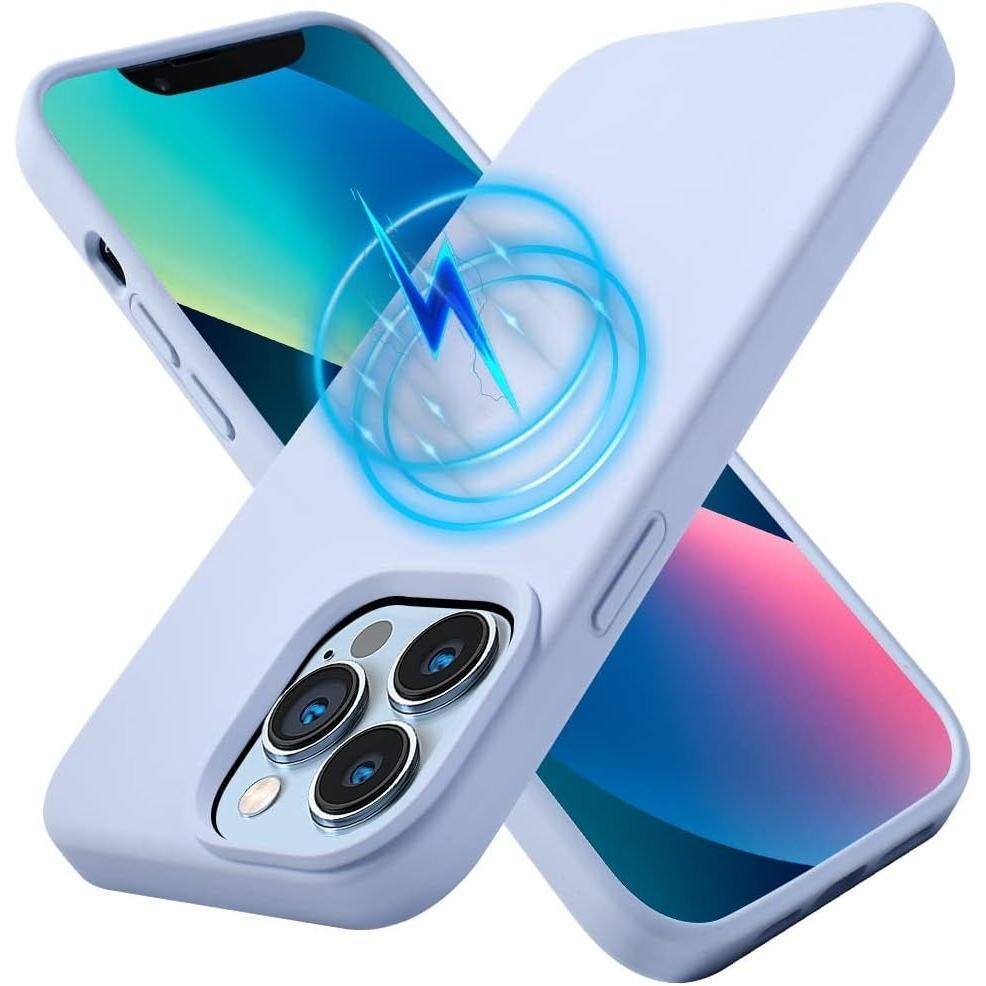 Strong Magnetic Liquid Silicone Antislip Phone Case for iPhone 16 15 14 13 12 Pro Max for MagSafe, Skin-friendly Shockproof Full Cover with Microfiber Lining
