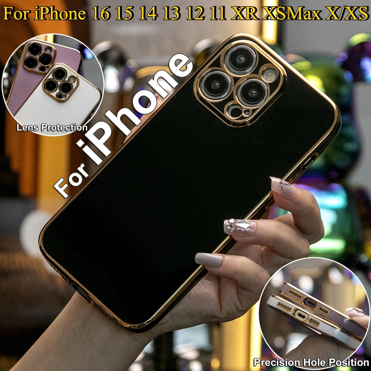 Plating Soft Slim Basic Phone Case For iPhone 16 15 14 13 12 11 XR XSMax X/XS