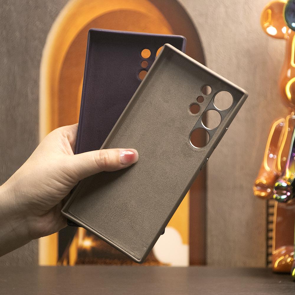 For Samsung S24 S24+ S24Ultra, Leather Phone Case Full Cover Protective Shockproof Back Cover with Metal keys and Flannel Lining