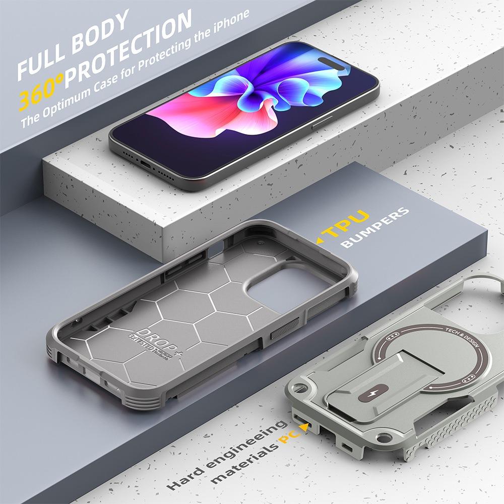 Anti-Dust Anti-Fall Heavy Duty Protection Shockproof Magnetic Phone Case With Kickstand for iPhone 16ProMax 16 15 14 13 12 11 Bumper Matte Hard Cover
