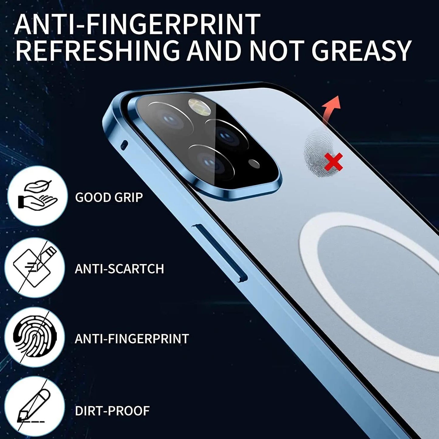 Double Sided Privacy Glass Matte Back Cover Aluminium Alloy For Magsafe Full Cover 360 Magnetic Ring Anti-peep Metal Case For iPhone 16ProMax 16 15 14 13 12 Pro Max Glass Full Cover