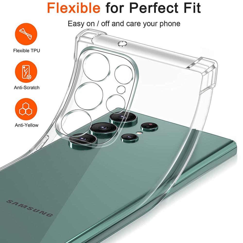 Anti-Falling Soft TPU Case For Samsung S25 S25Plus S25Ultra S24 S24FE S24Plus S24Ultra Clear Transparent Protector Cover