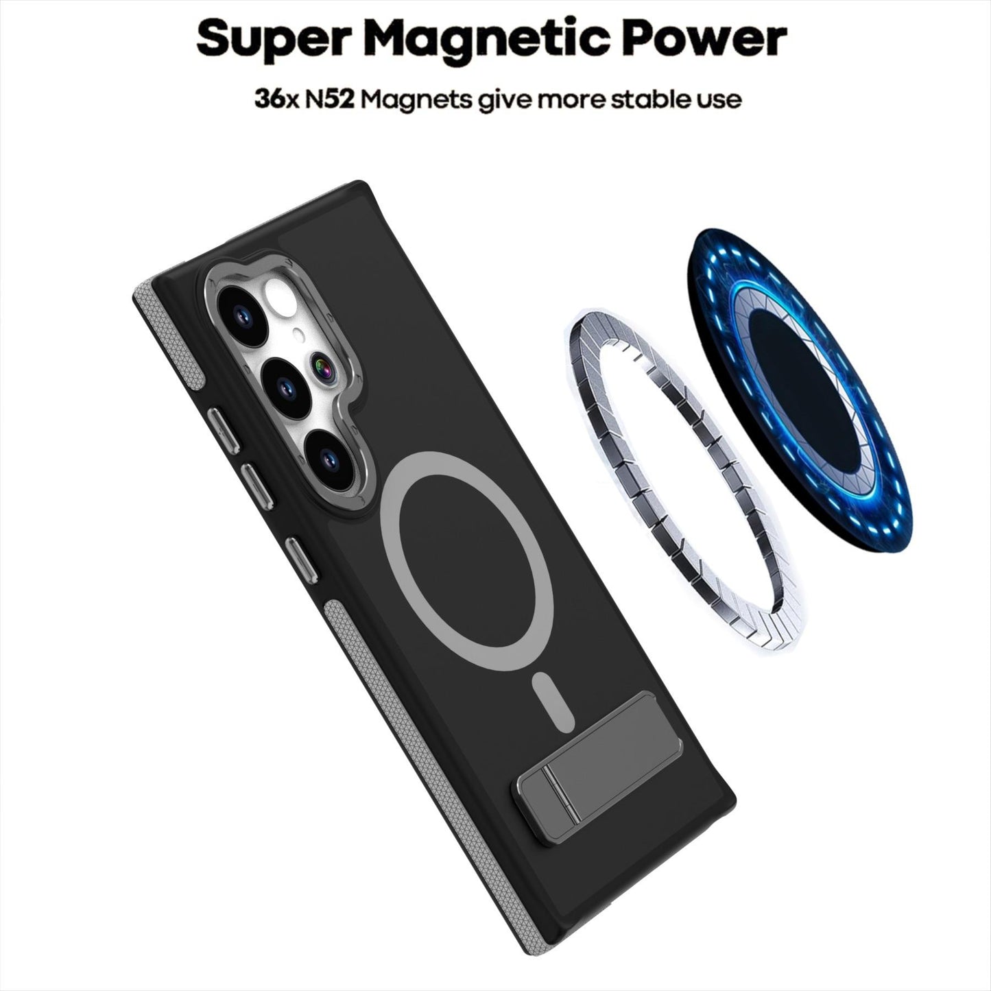 For Samsung S25Ultra S25+ S25 S24 S23 Phone Case With Line Bracket, Metal Camera Protection, Elegant Kickstand Matte Strong Magnetic Case Camera Shockproof Bumper Hard Cover