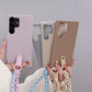 Luxury Wrist Strap Soft Leather Phone Case For Samsung S25 S24 S23 S22 S21 A15 A25 A35 A55 Solid Color Cover