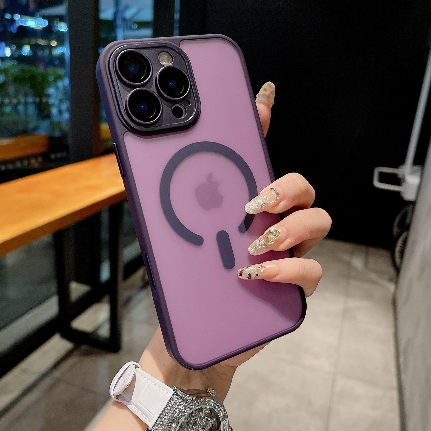 For iPhone 16ProMax 16 15 14 13 12 11 Plus Pro Max Phone Case, Matte Transparent C Pattern Magnetic Acrylic Slim, Camera Len Protector Cover Protection Hard Full Cover