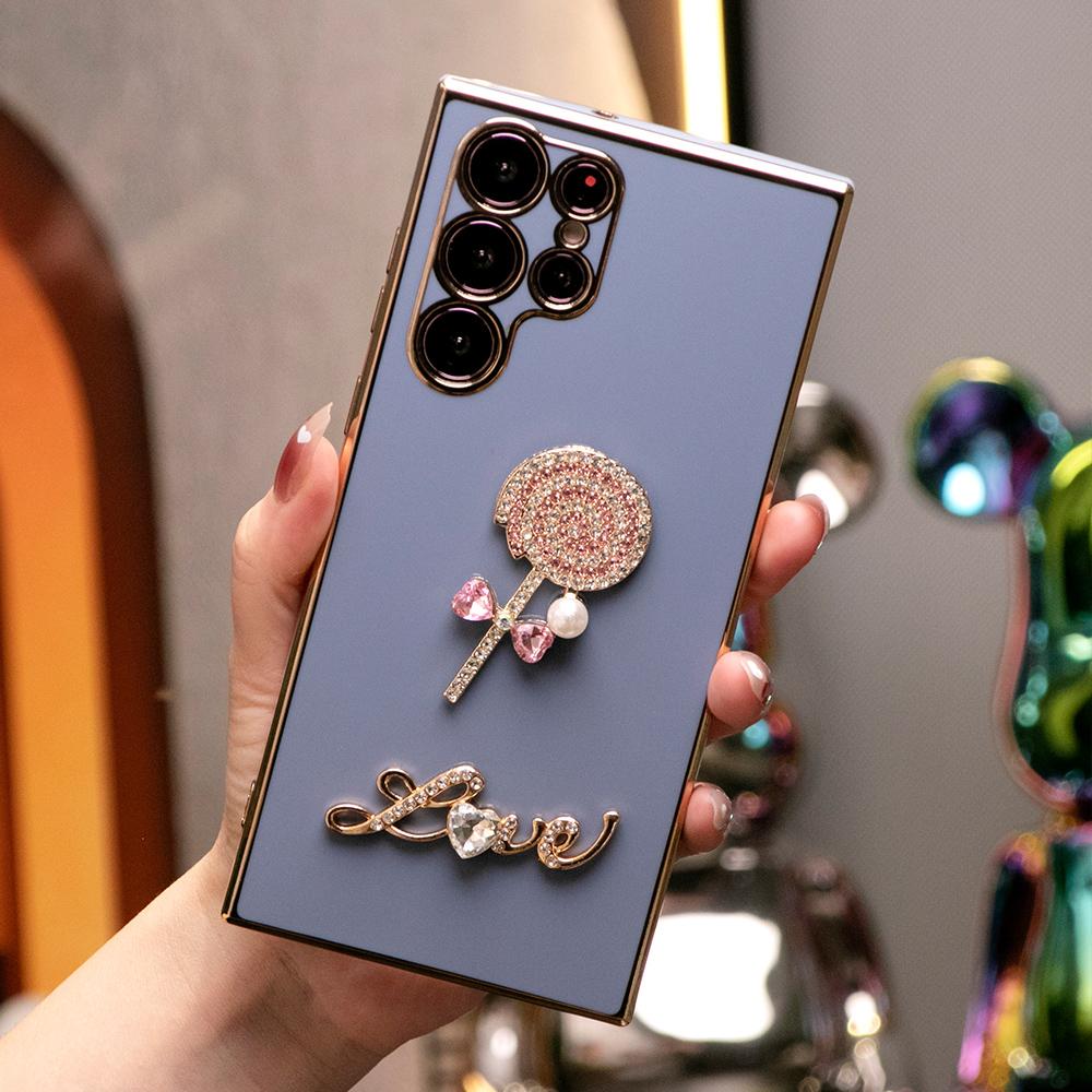Love lollipop Plating Phone Case for Samsung A16 A15 A24 A25 A34 A35 A52 A53 A54 A55 A06