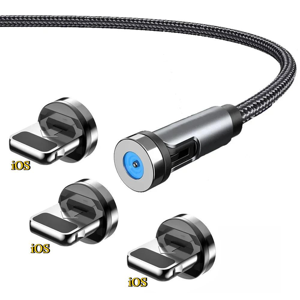 1m/2m/3m Magnetic Charging Cable 540° Rotating Magnetic Phone Charger Cable - 90° Angle Connector, Nylon-Braided Cords For iPhone For Samsung Smart Phone Accessories