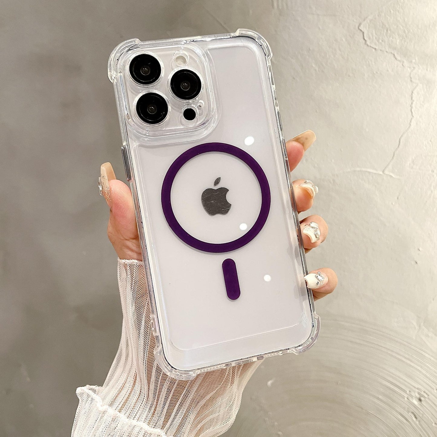 Acrylic Transparent Magnetic High Protection Four Corner Shockproof Phone Case For iPhone 16ProMax 15 14 13 12 Not Yellowing Clear Hard Full Cover
