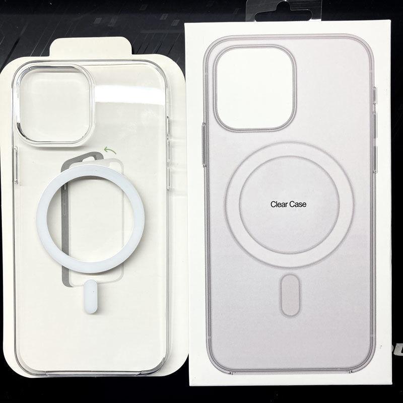 Transparent Hard PC Phone Case For iPhone 16 15 14 13 12 11 Pro Max Clear Crystal Magnetic Back Cover