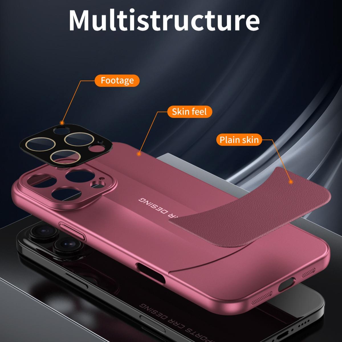 Premium PC Leather Two-tone Len Protector Shockproof Phone Case For iPhone 16ProMax 15 14 13 12 Hard Full Cover