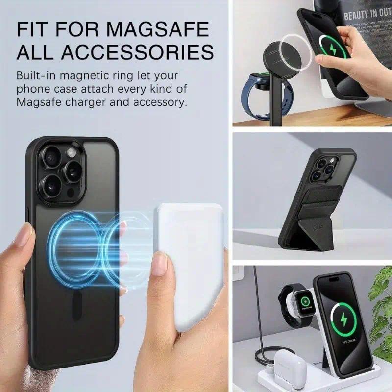 Retro Matte Transparent Magnetic Wireless Charging Compatible Case For iPhone 16 15 14 13 12 Pro Max - Shockproof PC Acrylic Hard Phone Cover