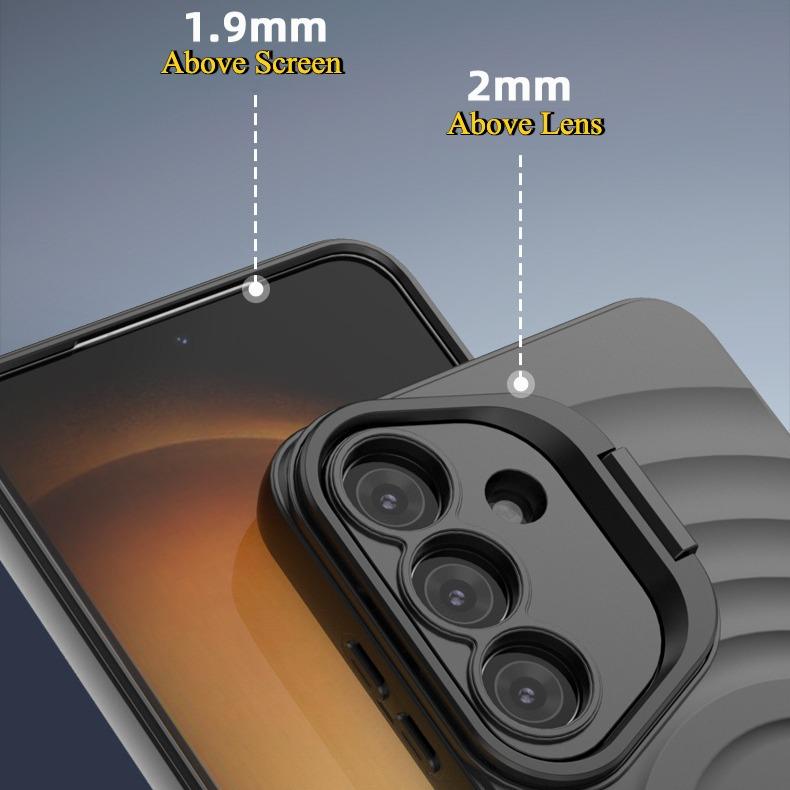 Matte Ripple Pattern Magnetic Phone Case with Camera Kickstand For Samsung S25Ultra S25Plus S25 Skin Feel Shockproof Soft Full Cover