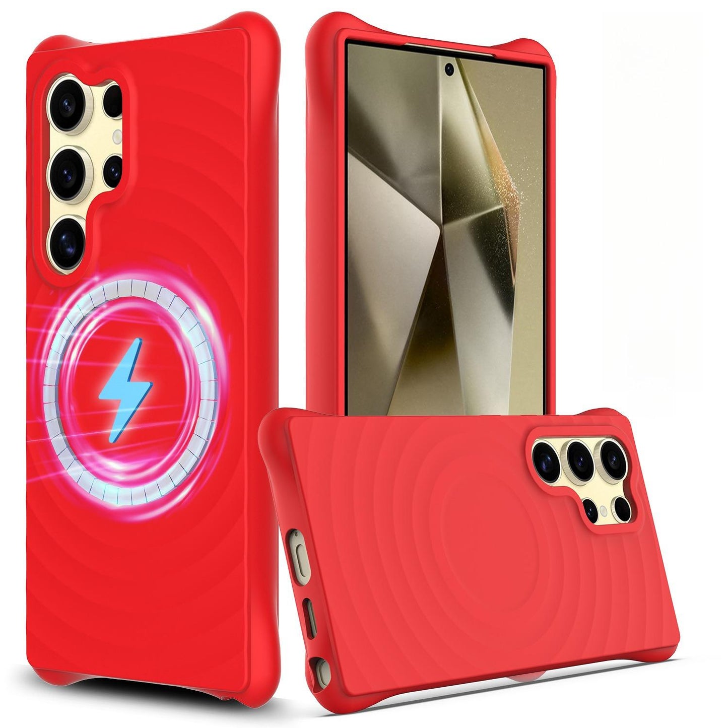 Matte Ripple Pattern Magnetic Phone Case For Samsung S25Ultra S25 S24FE S24 S23 Skin Feel Heavy Duty Protection Bumper Shockproof Soft Full Cover