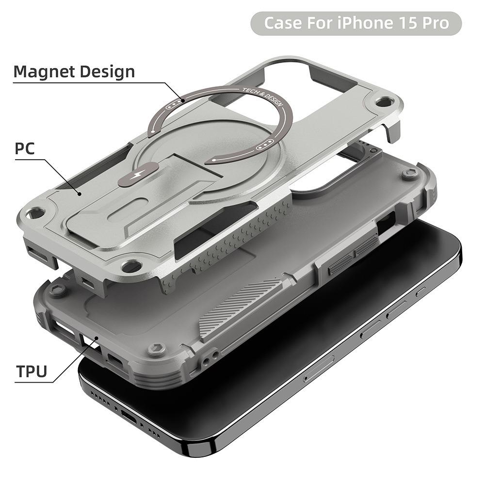Anti-Dust Anti-Fall Heavy Duty Protection Shockproof Magnetic Phone Case With Kickstand for iPhone 16ProMax 16 15 14 13 12 11 Bumper Matte Hard Cover