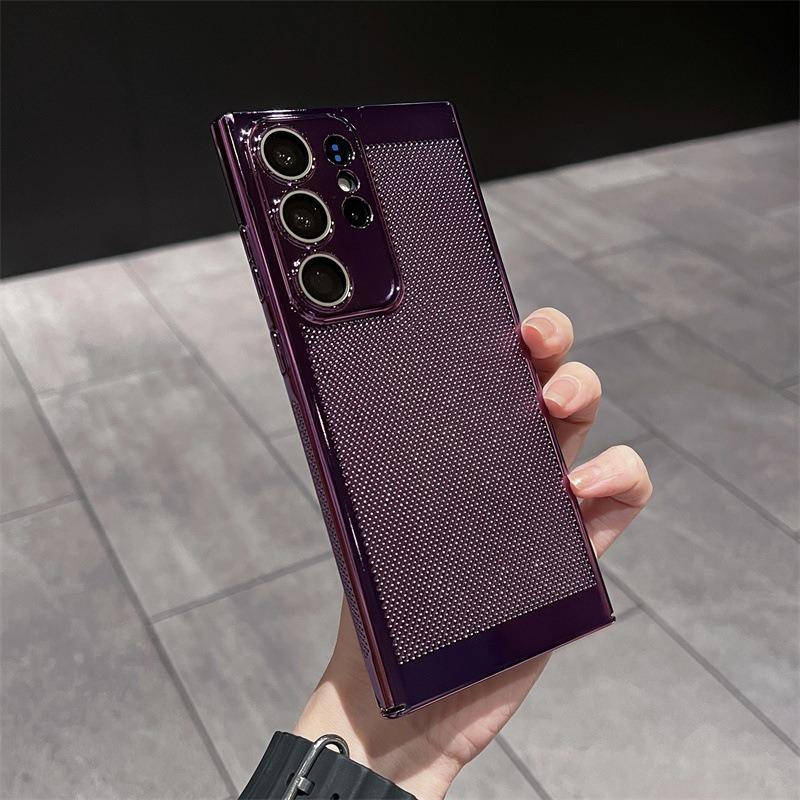 Ultra Slim Plating PC with Len Protector Cooling Phone Case For Samsung S25Ultra S24 S23 S22 S21 Note20 Shockproof Hard Full Cover