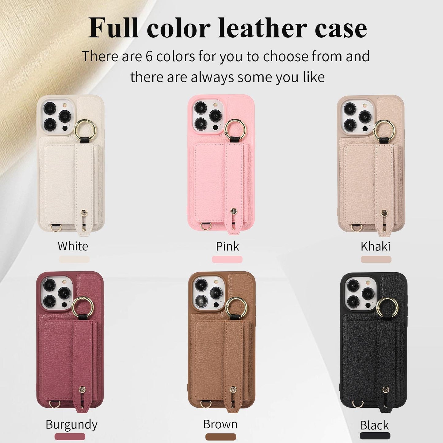 For iPhone 16ProMax 16 15 14 13 12 11 Leather Phone Case with Double Folding Wallet Lanyard, Anti-Fall Card Slot Wristband Ring Kickstand Shockproof Business Hard Full Cover
