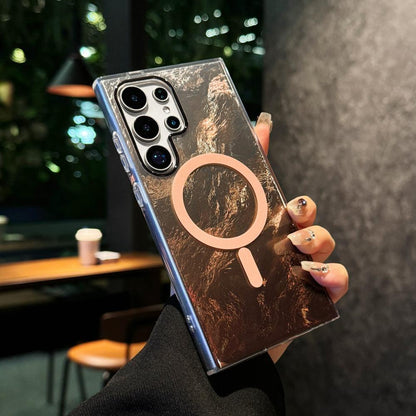 Glacier Gradient Laser Glitter Strong Magnetic HD Transparent PC Slim Phone Case For Samsung S25Ultra S25 S24 S23 S22 Shockproof Hard Full Cover