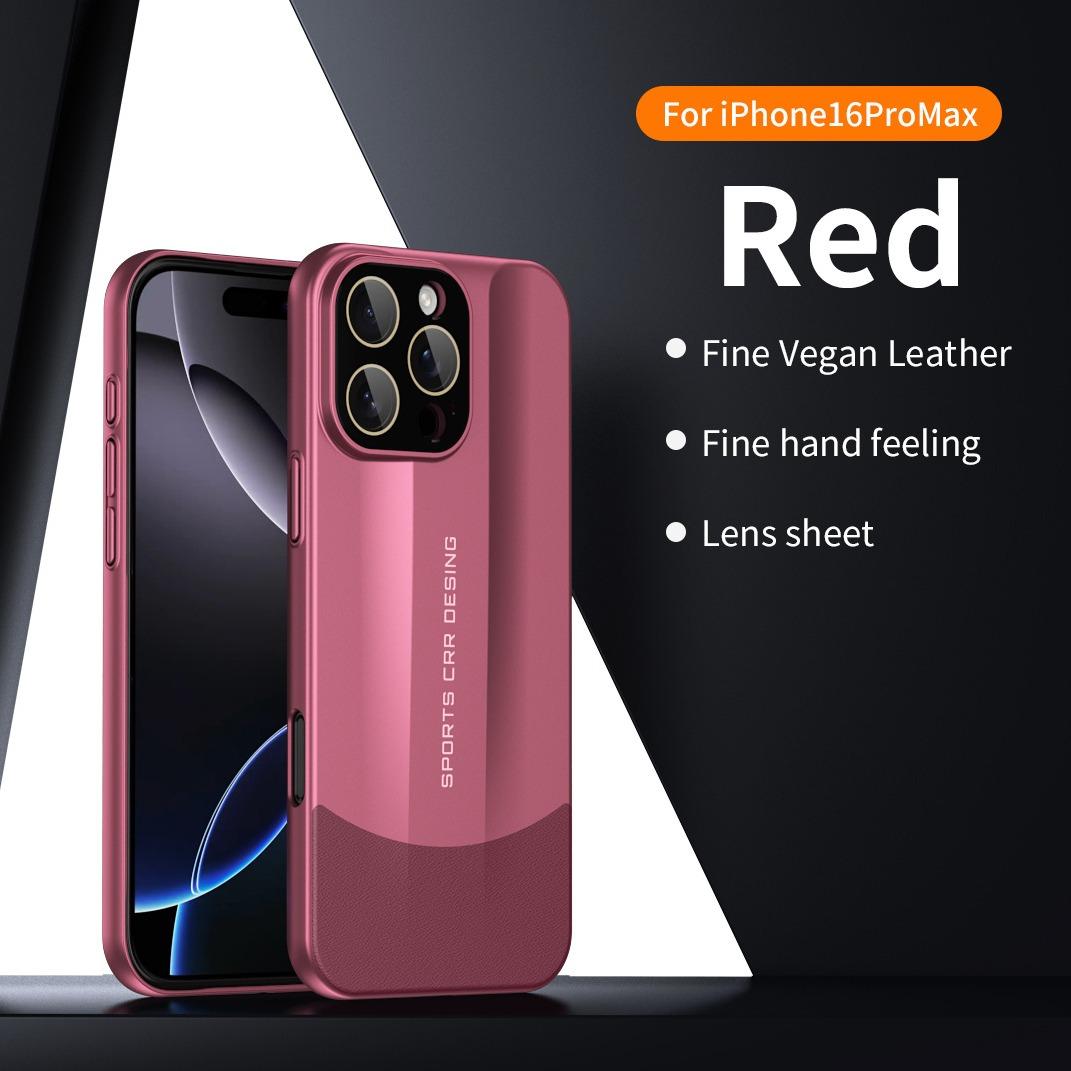 Premium PC Leather Two-tone Len Protector Shockproof Phone Case For iPhone 16ProMax 15 14 13 12 Hard Full Cover