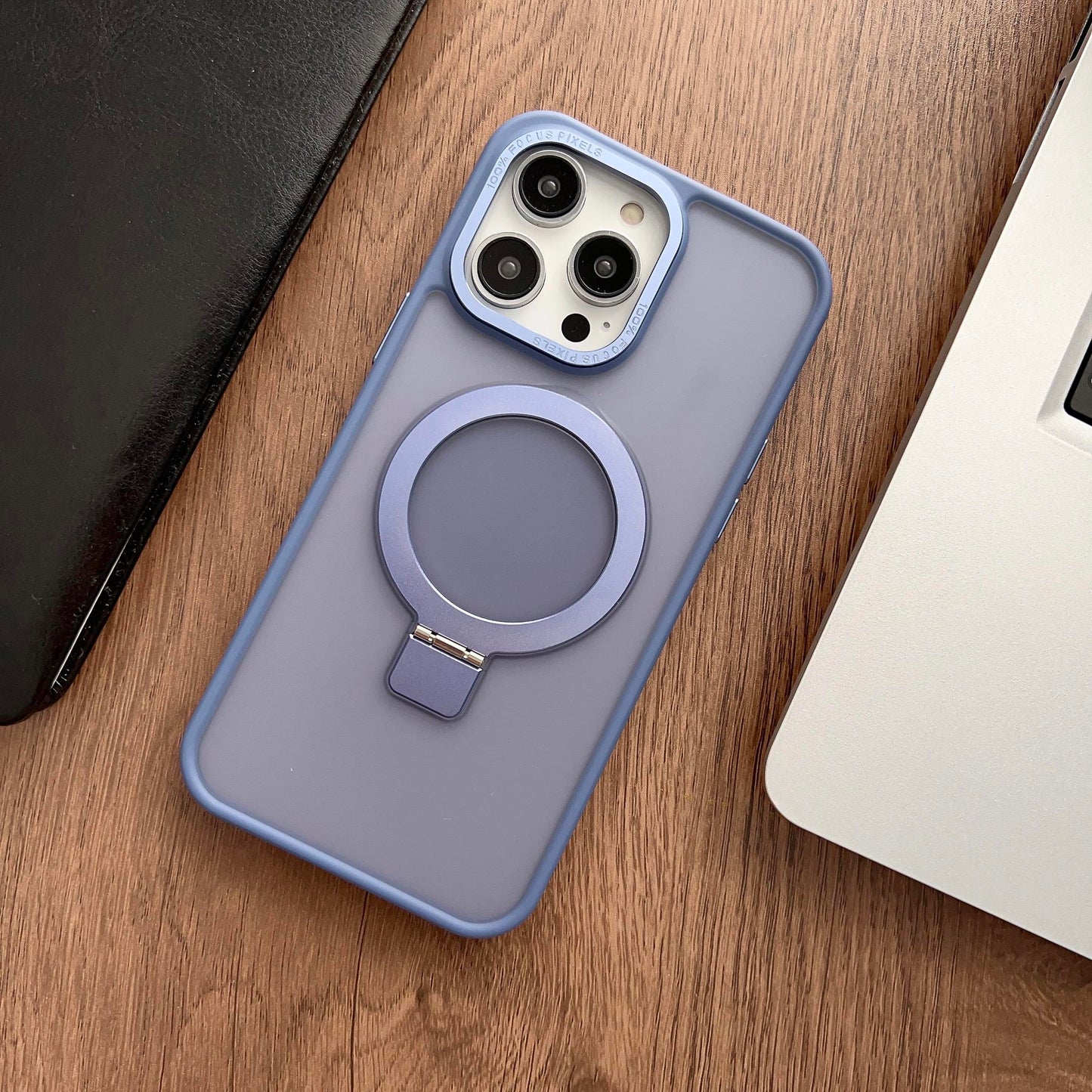 Aluminum Magnetic Stand Phone Case For iPhone 16 15 14 13 12 Pro Max Metal Lens With Bracket Cover For Magsafe Wireless Charger