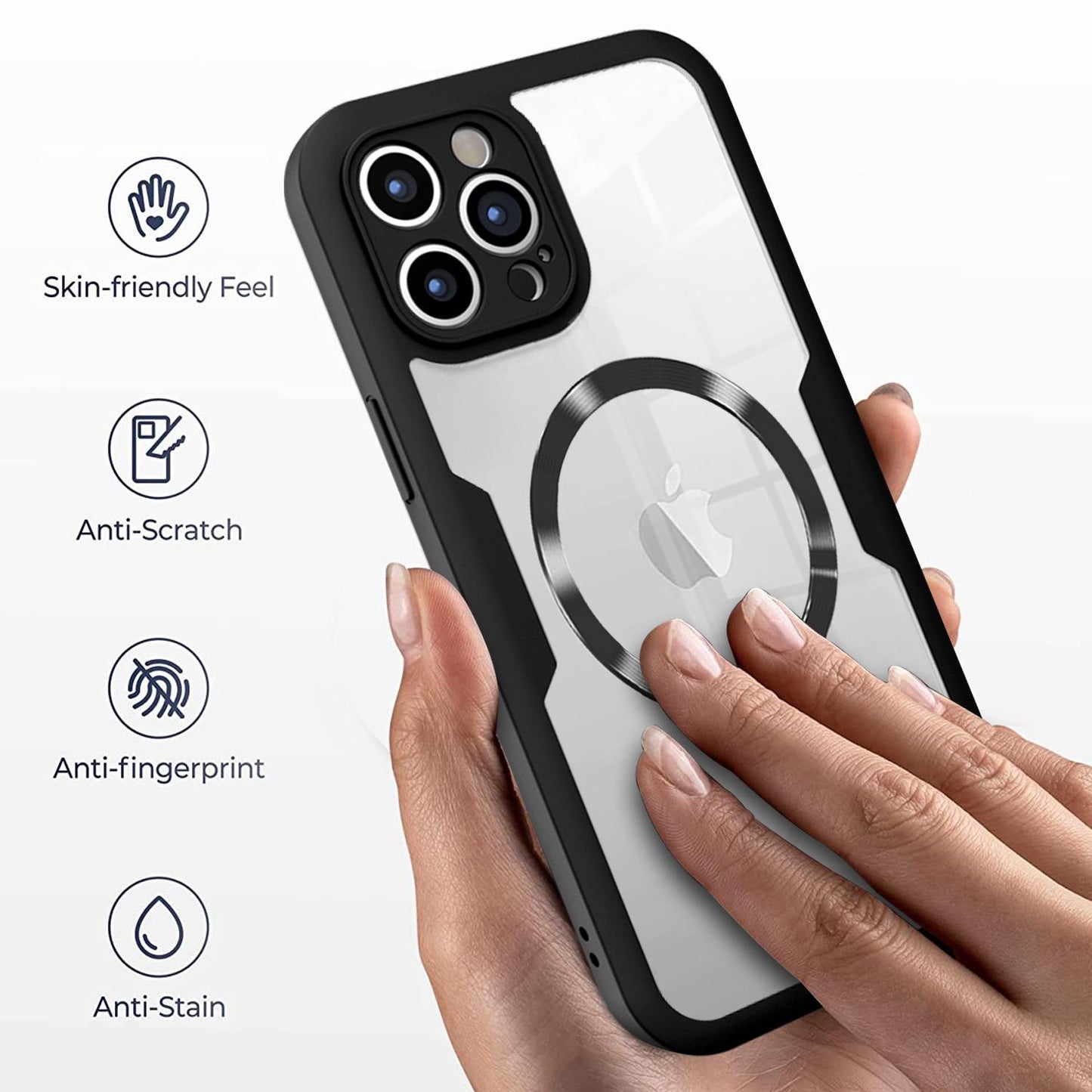 For iPhone 16E 16ProMax 16 15 14 13 Strong Magnetic Phone Case, Double Side 360 Full Protection, HD PET Screen Protector Acrylic Shockproof Hand Feel Hard Full Cover