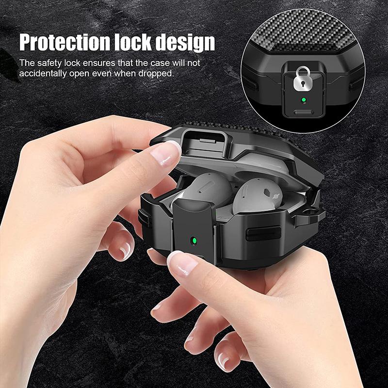 Carbon Fiber Switch Lock Case For Samsung Galaxy Buds 2 Shockproof Full Cover Earphone Cover For Samsung Buds Live/Pro/2 Pro/FE