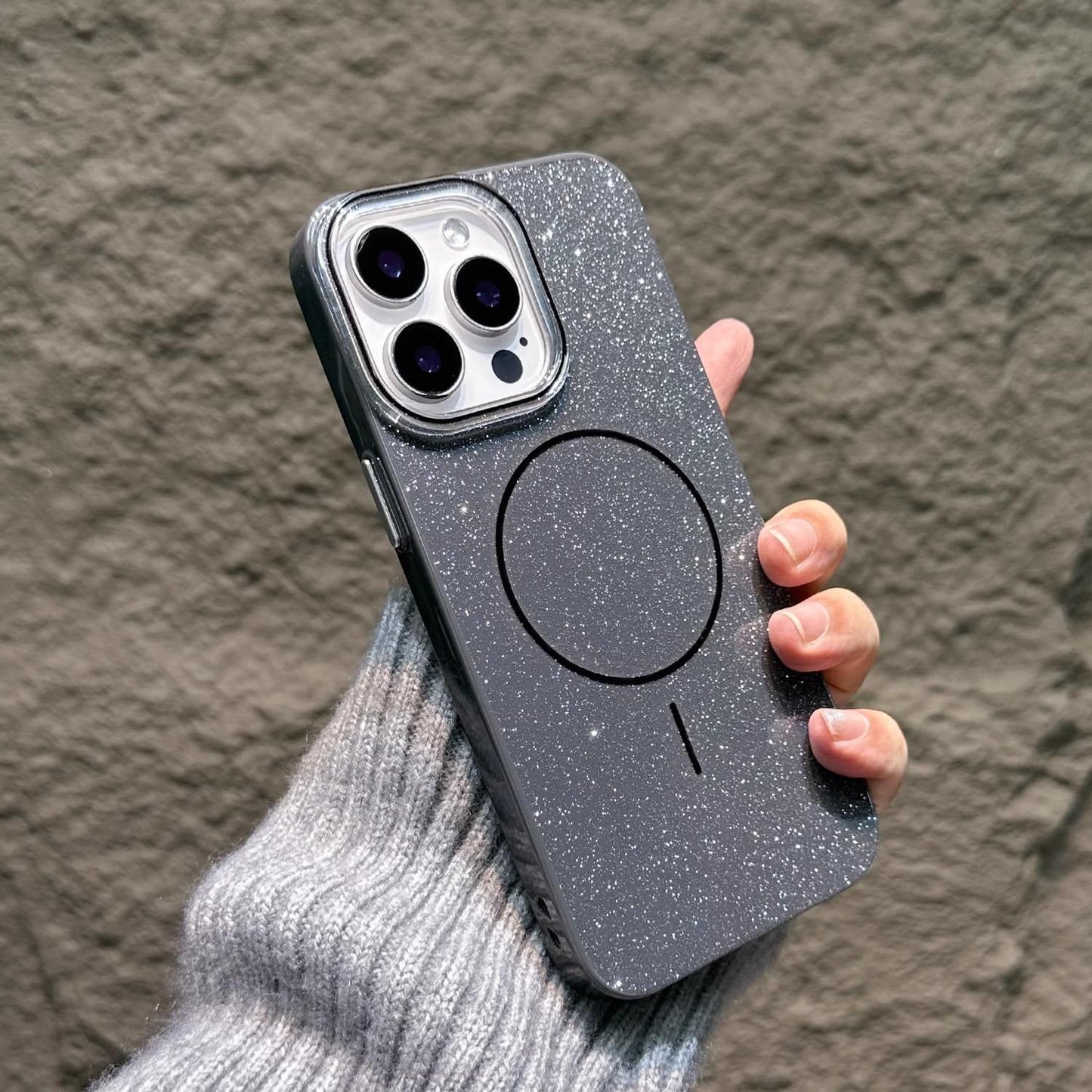 Glitter Thin Ring Magnetic PC Slim Phone Case For iPhone 16ProMax 15 14 13 12 11 Shockproof Hard Full Cover