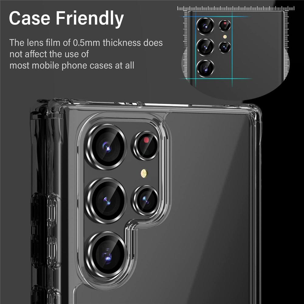 For Samsung S24FE S23FE Camera Lens Protector Aluminum Alloy Metal Tempered Glass Camera Film