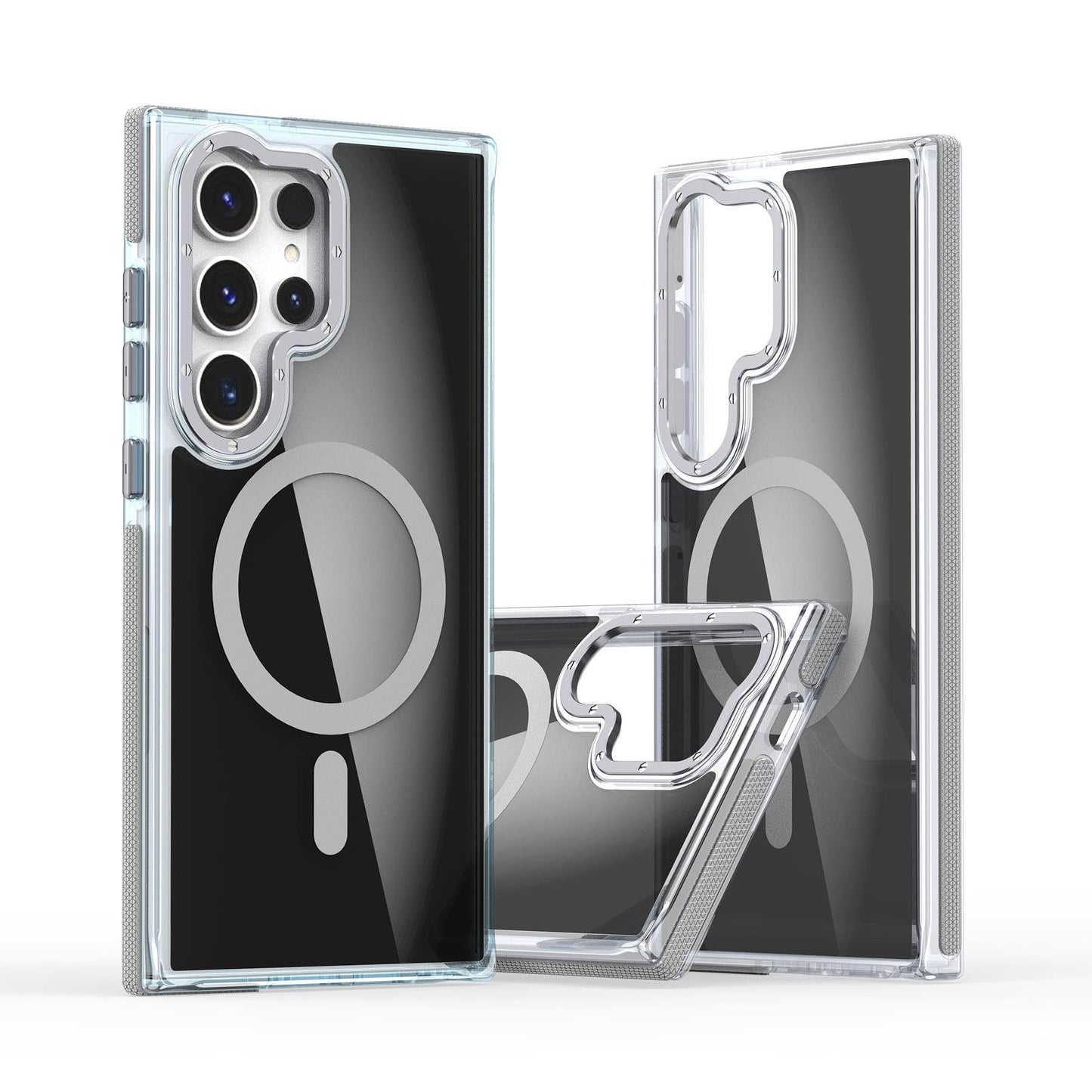Dual Color Translucency Black Strong Magnetic For Magsafe Phone Case For Samsung S25Ultra S25+ S25 S24Ultra S23FE S23Ultra A55 A35 A25 A16 Metal Frame Shockproof Bumper Acrylic Hard Cover