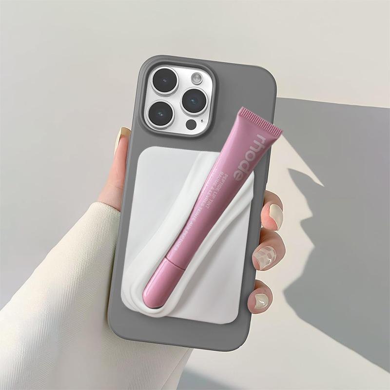 Adhesive Easy to Carry Lipstick Holder Case For iPhone 16 15 14 13 12 11 For Samsung S25 S24 S23 Ultra Phone Accessories