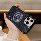 Luxury Rhinestone Glitter Plating Slim PC Phone Case with Gyro Kickstand For iPhone 16ProMax 15 14 13 Hard Full Cover