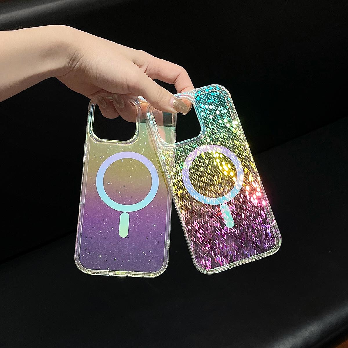 Dazzling Shining Magnetic Phone Case for Samsung S25 S24 S23 S22 Ultra Plus FE Luxury Glitter Clear Magnetic Phone Case For Girls