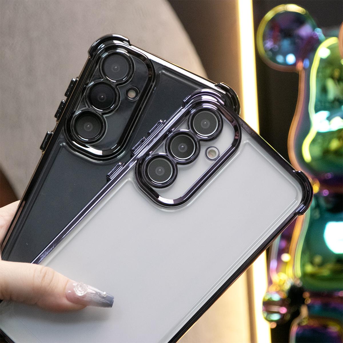 Luxury Plating Shockproof Clear Case for Samsung Galaxy A15 A25 A34 A35 A53 A54 A55 4G 5G Transparent Hard Acrylic Hybrid Bumper Armor Cover.