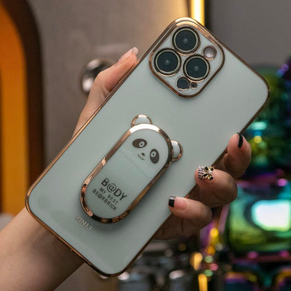 Panda Kickstand Plating Phone Case For iPhone 16 15 14 13 12 11 XR XSMax X/XS
