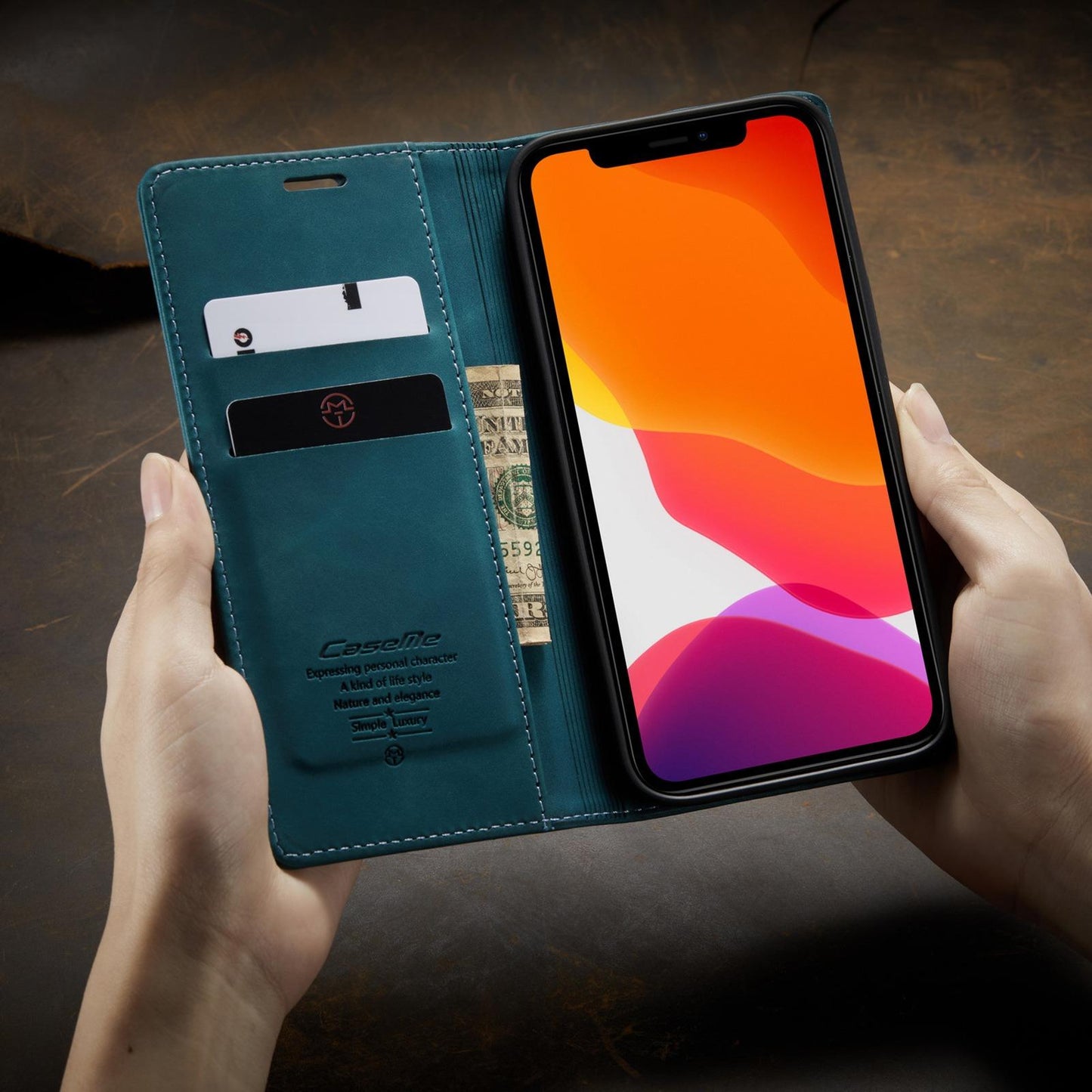 For iPhone 16ProMax 16 15 14 13 12 11 X/XS XR XSMax Case With Card Holder, Matte Wallet Case For Women Men, Durable Faux Leather Kickstand Magnetic Clasp Shockproof Phone Case