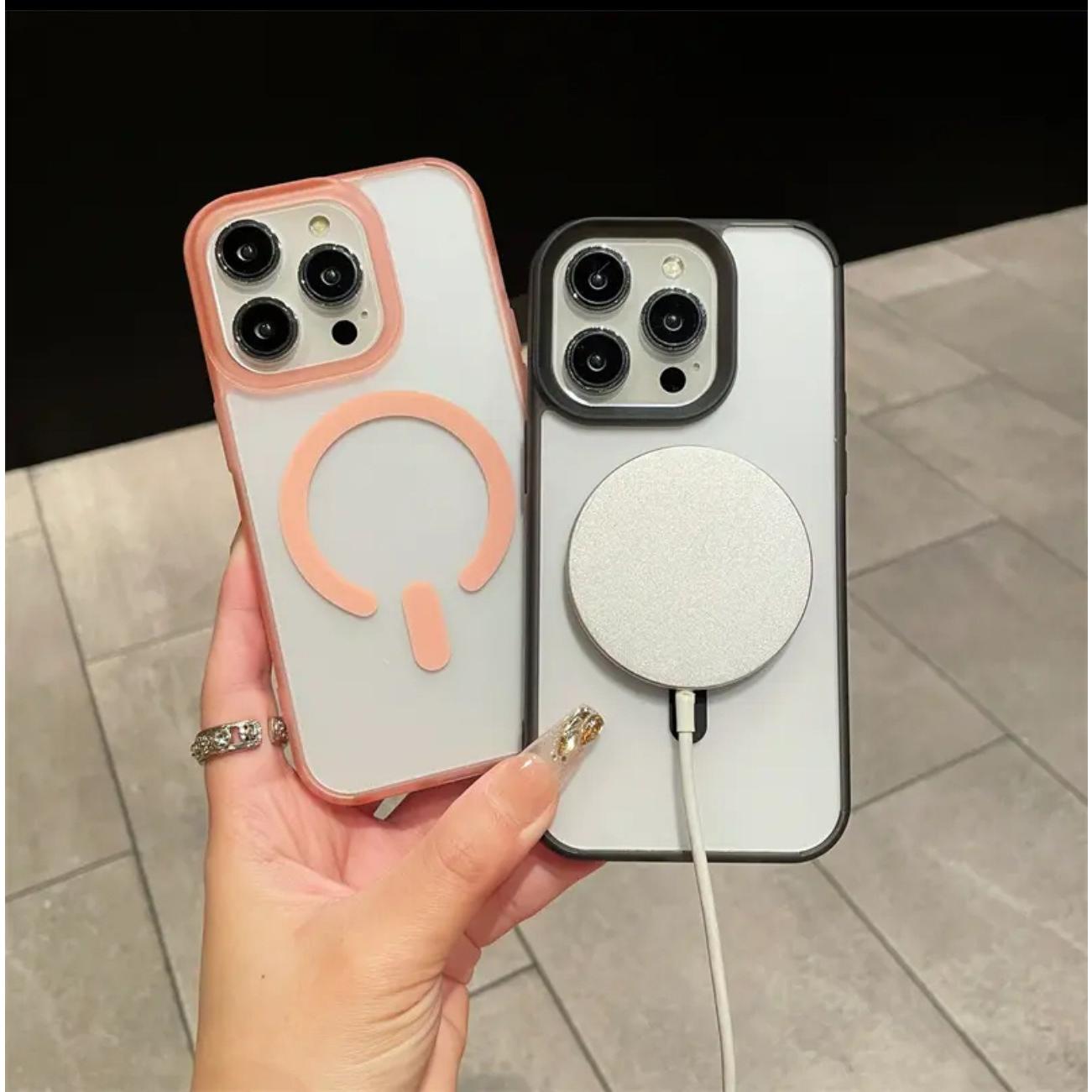 Colorful Matte Clear Macaron C Pattern Magnetic Phone Case For iPhone 16ProMax 16 15 14 13 12 11 Pro Max Plus Transparent [Not Yellowing] [Skin Feel] Shockproof Hard Full Cover