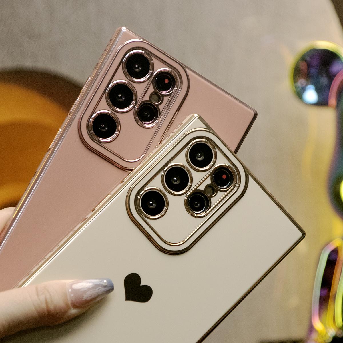 Luxury Love Heart Side Pattern Plating Basic Phone Case With Multifunctional Climbing Wristband For Samsung S25Ultra S25 S24Ultra S24FE S24 S23 S22 S21 FE Plus Ultra A15 A16 A25 A35 A55