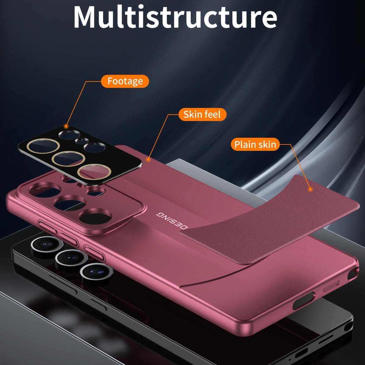 Premium PC Leather Two-tone Len Protector Shockproof Phone Case For Samsung S25Ultra S25 S24 S23 Hard Full Cover
