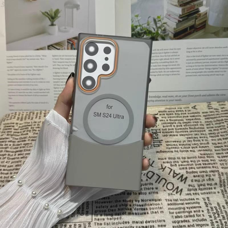 Matte Clear Fission Magnetic Two-tone Slim PC Phone Case For Samsung S25Ultra S25 S24 S23 S22 Transparent Skin Feel Bumper Shockproof Hard Full Cover