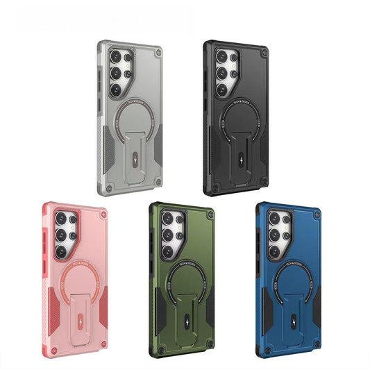 Anti-Dust Anti-Fall Heavy Duty Protection Shockproof Magnetic Phone Case With Kickstand for Samsung S25Ultra S24 A06 A05 A16 A15 A14 A25 A25 A35 A36 A55 A54 Bumper Matte Hard Cover