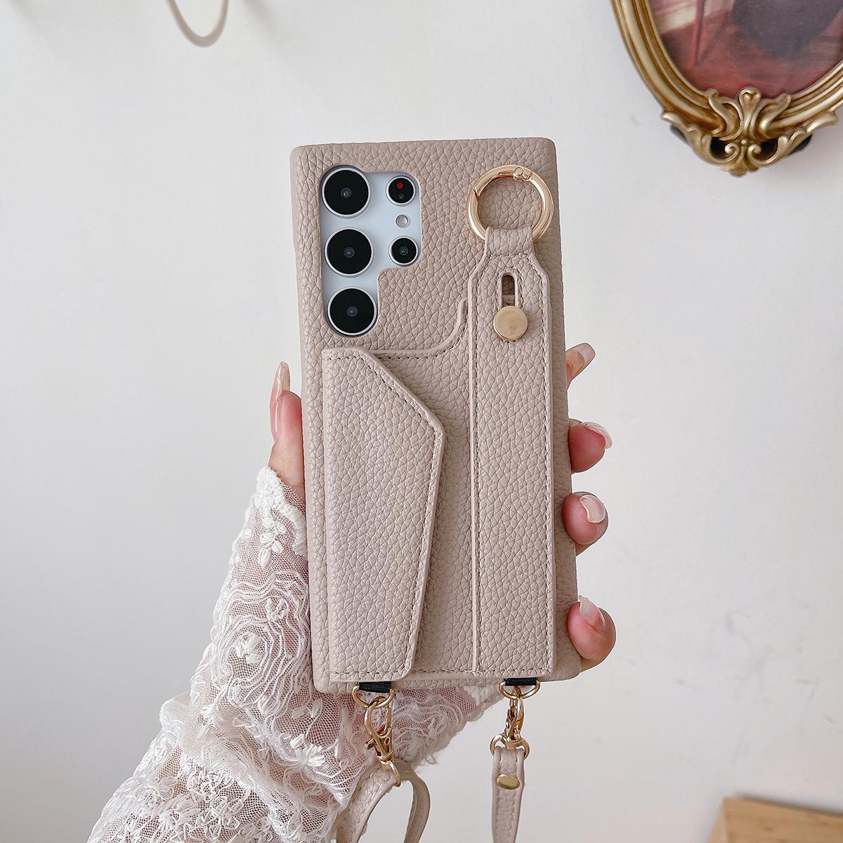 Wrist Strap Crossbody Leather Wallet Case For Samsung S25Ultra S25 S24Ultra S24 S23 S23FE S22 Plus A25 A54 A55 A35 A25 A15 Card Holder Lanyard Cover