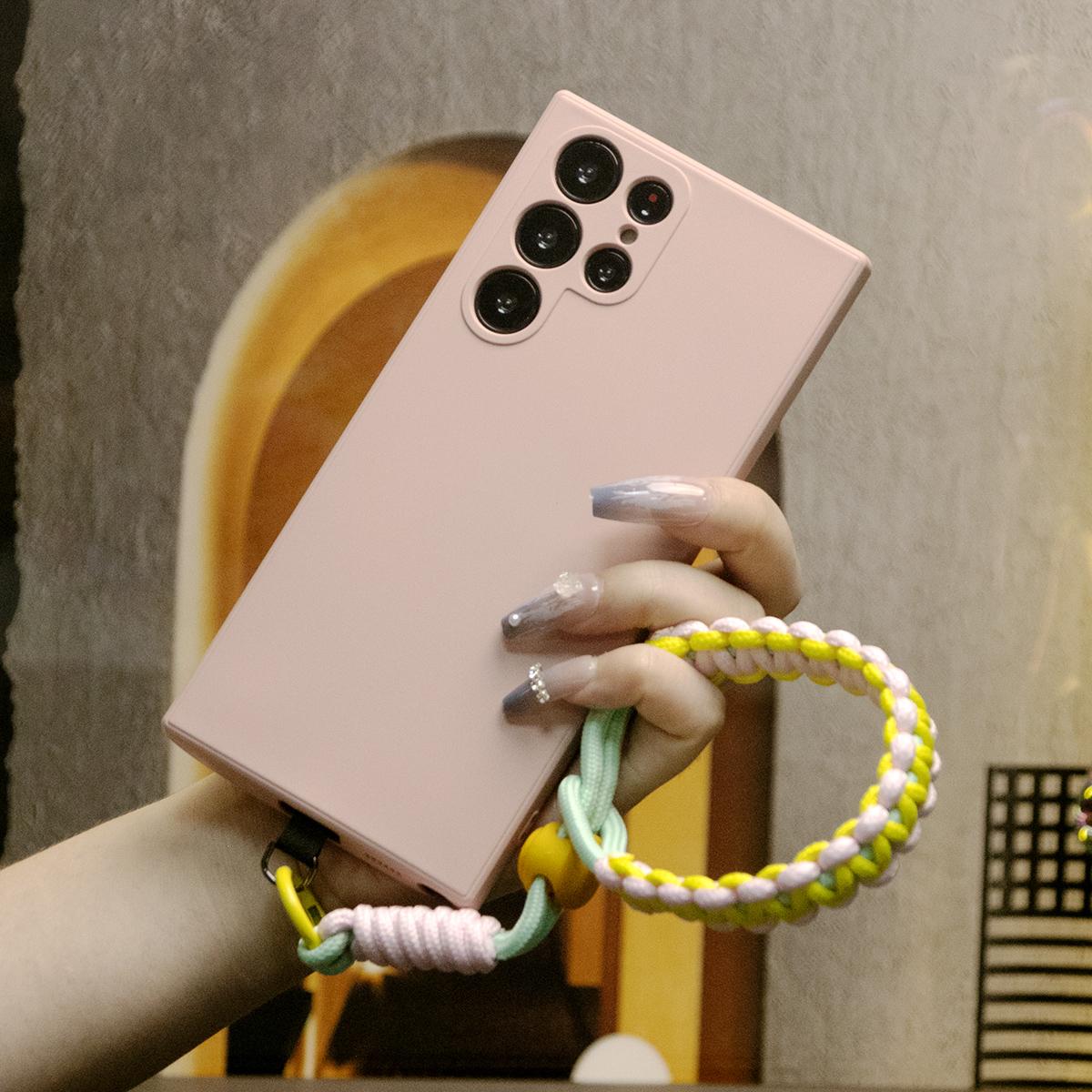Liquid Silicone Matte Shockproof Phone Case With Adjustable Woven Strap For Samsung  S25 S25Plus S25Ultra S24 S24FE S24Plus S24Ultra Camera Protect Soft Cover